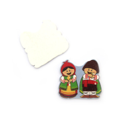 Wooden Cutout of a Girl and a Boy with Folk Costumes / 34x37x2 mm  - 10 pieces