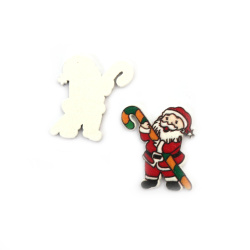 Wooden Santa Claus Cutout for Christmas Decoration / 29x26x2 mm - 10 pieces