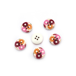 Wooden Buttons / 15x4 mm, Holes: 2 mm - 10 pieces