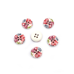 Wooden Buttons / 15x4 mm, Holes: 2 mm - 10 pieces