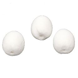 Яйце от памук бяло 40x31 мм с една дупка 6 мм - 10 броя