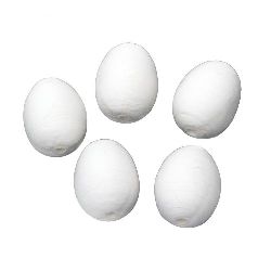 Cotton Egg for Easter Decoration, 48x37 mm, Hole: 6 mm, White - 5 pieces
