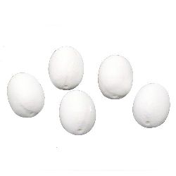 Яйце от памук бяло 55x40 мм с една дупка 6 мм- 5 броя