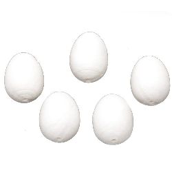 Яйце от памук бяло 60x43 мм с една дупка 6 мм - 5 броя