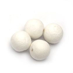 Ball of cotton 35 mm with one hole 5 mm white - 10 pieces