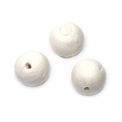 Spun Cotton Beads for Jewelry Design and Home Decor, 40 mm Hole: 6 mm, White - 8 pieces