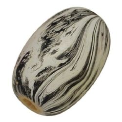Wooden Beads, Oval with Printed Pattern 34x24x6 mm, hole 4 mm - 3 pieces