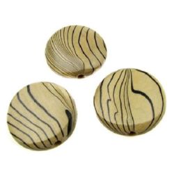 Wooden Beads, Oval with Printed Pattern 31 mm, hole 6 mm - 4 pieces