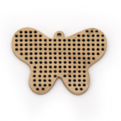 Πεταλούδα κρεμαστό ξύλο / βάση για κεντημένα κοσμήματα 42x60x4 mm τρύπα 2 mm -2 τεμάχια