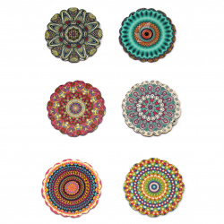 Wooden mandala pendant 60x2.5 mm hole 2 mm MIX - 2 pieces