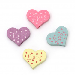 Not Available Online. You can also buy at EM ART stores and at +359 884 000 893 Painted natural wooden heart bead 19x23x5 mm hole 2 mm MIX - 10 pieces