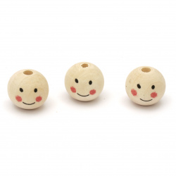 Stoc epuizat. Primeste notificare pe email cand produsul revine in stoc Bile din lemn margele smile 18x20 mm gaură 4 mm culoare lemn -10 bucăți
