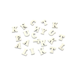 Wooden Letters 16x14x4 mm, Color: White ~ 50 pieces