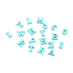 Wooden Letters 14x4x3.5 mm, Color: Blue ~ 50 pieces