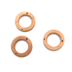 Unfinished Wood Ring Beads / 30x5 mm, Hole: 1.5 mm / Light Brown - 8 pieces