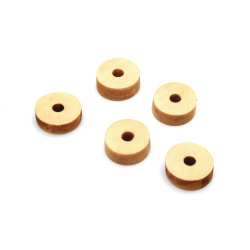 Wooden circle 13x4.5 mm hole 3 mm wood color - 10 pieces