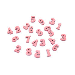 Wooden Numbers 18x4 mm, Color: Pink ~ 50 pieces