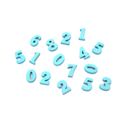 Wooden Numbers 18x4 mm, Color: Blue ~ 50 pieces