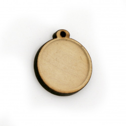 Not Available Online. You can also buy at EM ART stores and at +359 884 000 893 Unfinished Wooden base for pendant 24x21x4 mm tile 18 mm hole 1.5 mm color wood - 5 pieces
