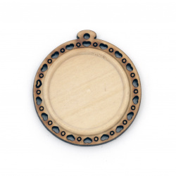 Baza din lemn pentru medalion 40x37x5 mm gresie 25 mm gaura 1,5 mm culoare lemn -2 buc