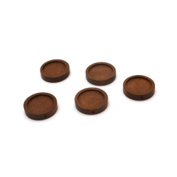 Bază cerc din lemn 18x4 mm, țiglă 14 mm cu o gaură de 0,5 mm, culoare maro - 10 bucăți 