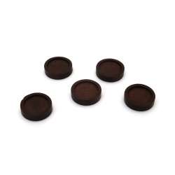 Ξύλινη στρόγγυλη βάση 18x4.5 mm πλακάκι 14 mm χρώμα καφέ - 10 τεμάχια