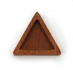 Triangular Wooden Pendant Base made of Solid Red Pear, 26x23x6 mm, 18x16 mm