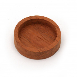 Round Wooden Pendant Base made of Solid Red Pear, 23x23x6 mm, 8.5x18.5 mm