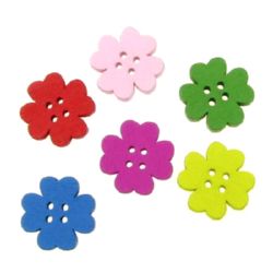 Wood Buttons, Dover, Mixed  Colors, 20x20x4mm, holes 1.5mm, 10 pcs