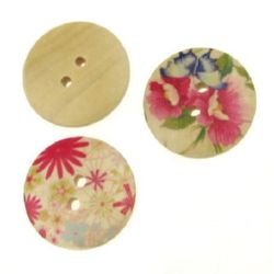 Wood Buttons, Round, 30x5mm, hole 3mm, 5 pcs