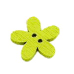 Flower shaped wooden button 15x15x2 mm hole 1 mm mix - 20 pieces