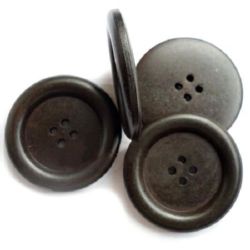 Round wooden flat button 18x4 mm hole 2 mm black - 5 pieces
