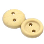 Wood button,  Flat Round, Natural, 10x3mm, 2mm hole, 20 pcs