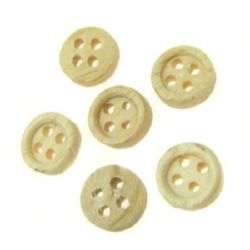 Round wooden flat button 9x3 mm hole 2 mm - 20 pieces