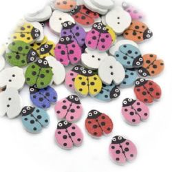Cute Wooden Ladybug Button, 18x16x2 mm, Hole: 1 mm, MIX -10 pieces