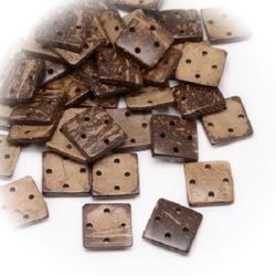 Wood button 20 ~ 21x20x4 ~ 5 mm hole 2 mm -5 pieces