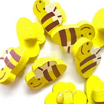 Bee wooden button 20x13 mm hole 1 mm - 5 pieces