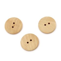Round wooden flat button 30x5 mm hole 3 mm wood color - 5 pieces