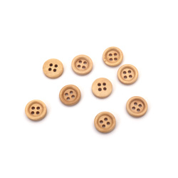Round wooden button 13x4 mm hole 1.5 mm wood color Color Natural Wood - 10 pieces