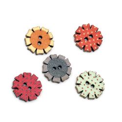 Wooden button 20x2.8 mm hole 2 mm mix - 10 pieces