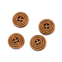 Round wooden flat button 14.5x3.5 mm hole 2 mm - 10 pieces