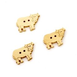 Cow wooden  button 16x23x3 mm hole 1.5 mm -10 pieces
