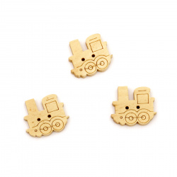 Train wooden flat button 15.5x17.5x3 mm hole 1 mm - 10 pieces