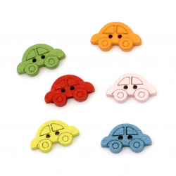Colorful Wooden Car Buttons for Children Accessories, 11x22x3 mm, Hole: 1 mm, MIX -10 pieces