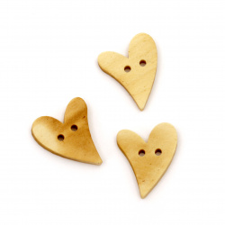 Heart wooden button 23x19x3 mm hole 2 mm - 10 pieces