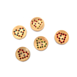 Round wooden flat button 20x20x4 mm hole 2 mm mix - 5 pieces