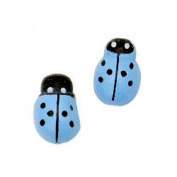Cabochon Type Wooden Ladybug,   13x10x4 mm, Blue -20 pieces