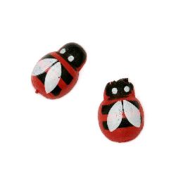 Wooden Ornament bee 13x9x4 mm cabochon type painted red -20 pieces
