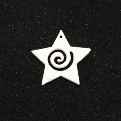 Wooden pendant star 30x31x2 mm hole 1 mm white - 10 pieces