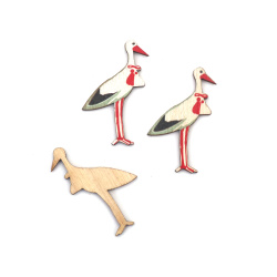 Wooden pendant stork 41x18x2 mm hole 2 mm - 10 pieces